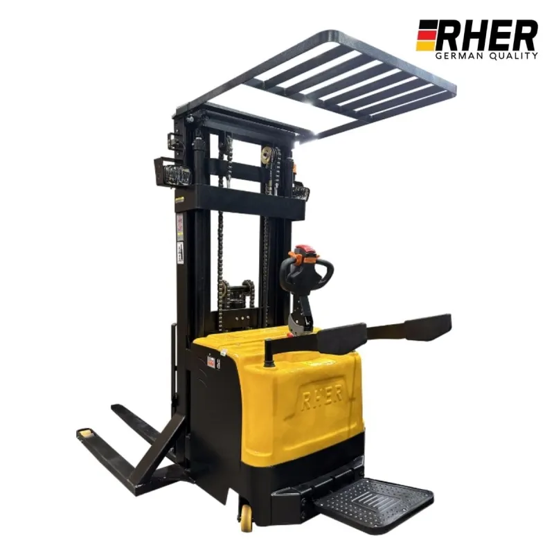 1500Kgs / 4.5Metros. Apilador Rher Full Electrico hombre a Bordo. Seguridad Europea con Baliza