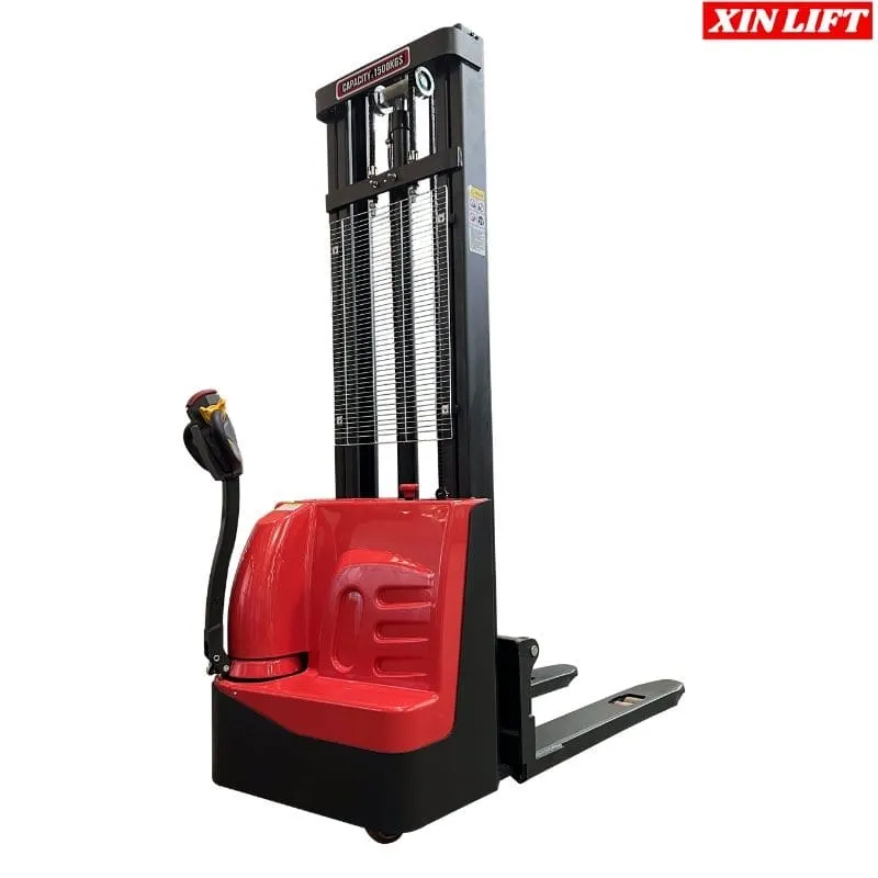 1500 kg/ 3.5 metros Apilador Full Eléctrico Hombre Caminando Base Angosta Marca XIN LIFT