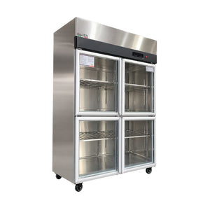 4 puertas Vidrio Dual Congelador Refrigerador Industrial