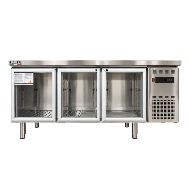 Mantenedor 1.8m Mesón Refrigerado 3 Puertas Vidrio