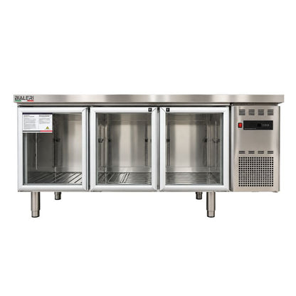 Mantenedor 1.8m Mesón Refrigerado 3 Puertas Vidrio